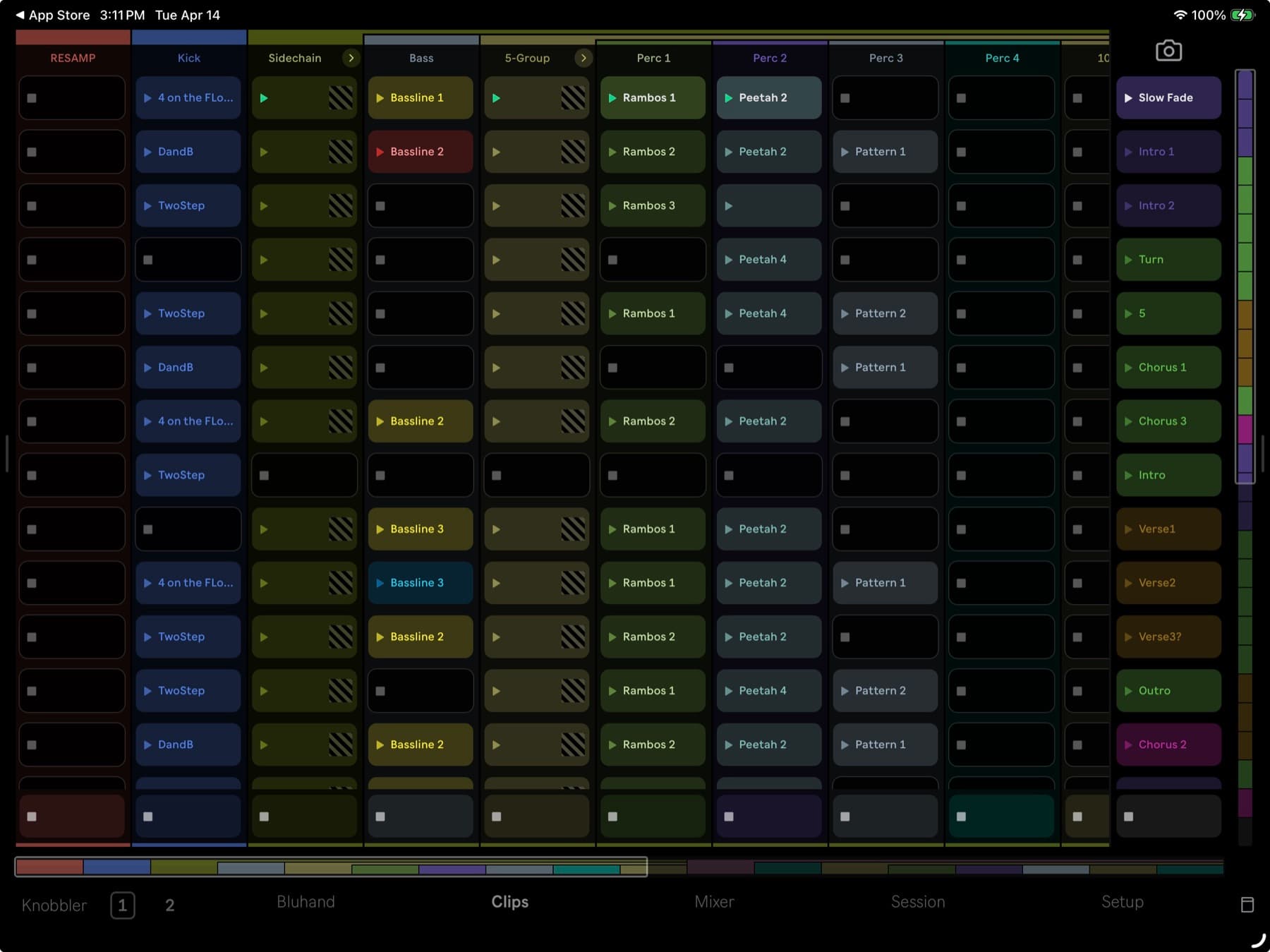 Knobbler session-view clip grid