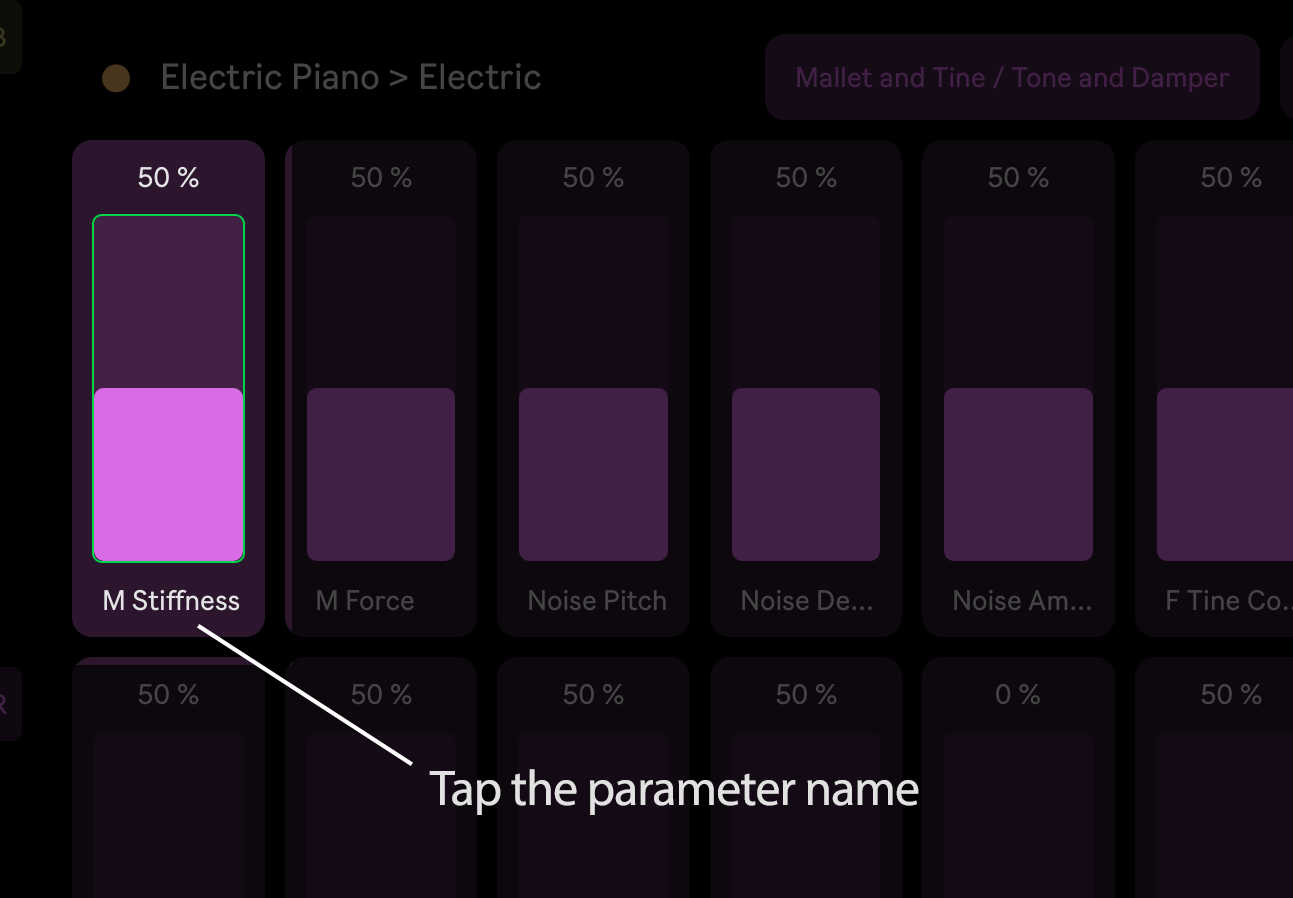 Tap the parameter name