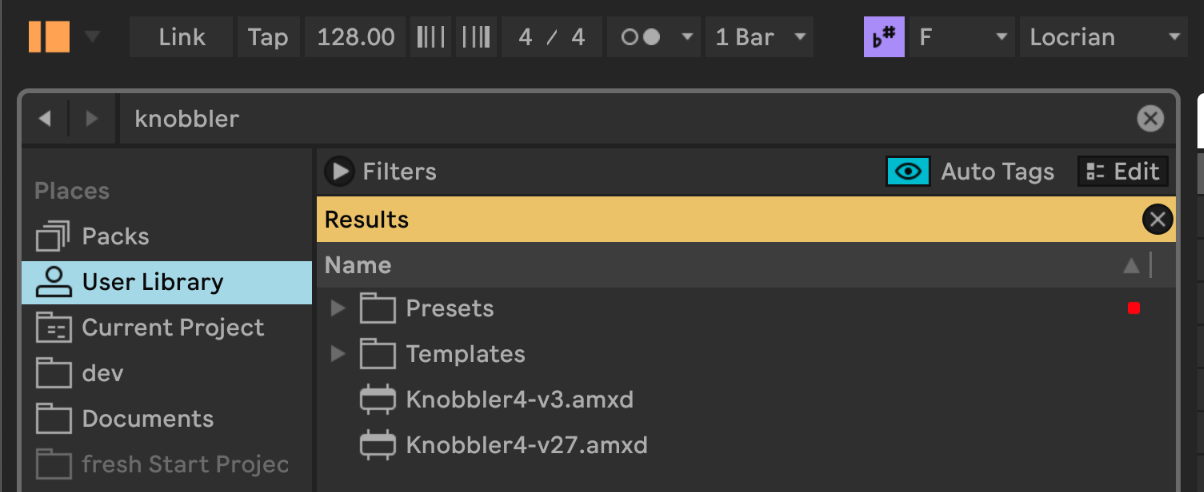 Knobbler in the User Library